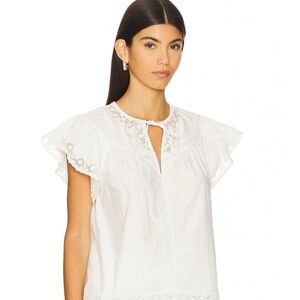 Ulla Johnson Effie Eyelet Flutter Sleeve Top